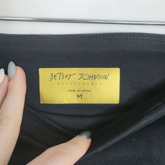 Betsey Johnson Performance Black Maroon Gold Accent Leggings Medium - Picture 4 of 7